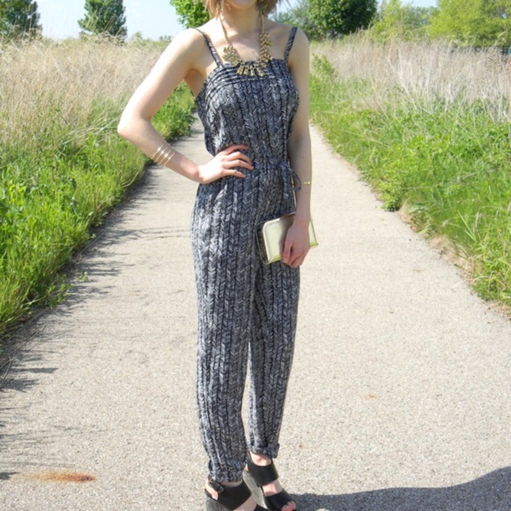 Loft black and white Jumpsuit
